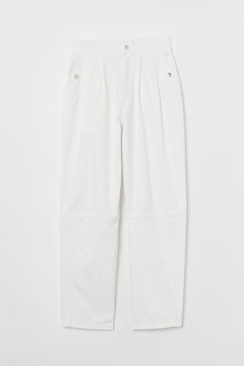 Ankle-length Twill Trousers - White