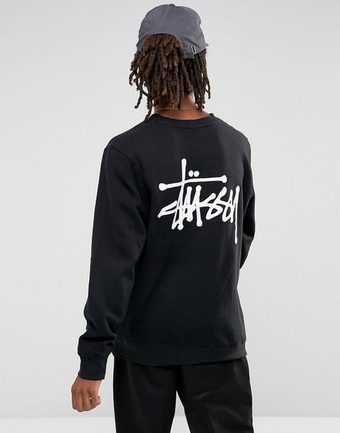 Stussy - Felpa Nera Con Stampa Sul Retro - Nero