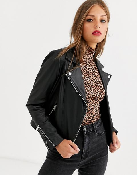 Lab Leather Classic Biker Jacket-black