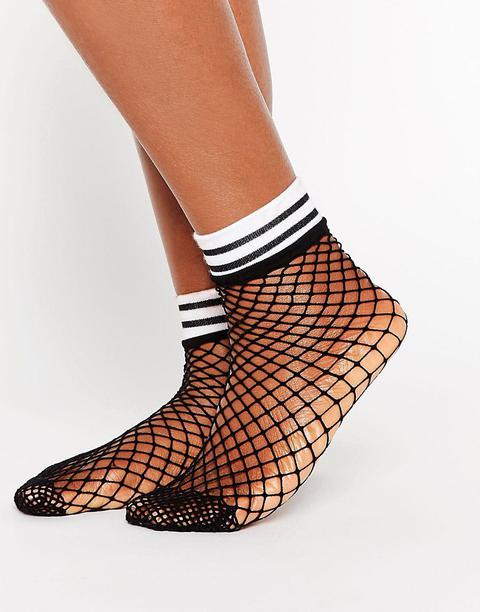 Calcetines De Rejilla Con Rayas Ribeteadas En Negro Y Blanco De Asos