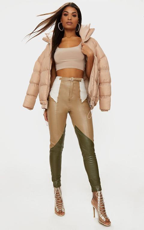 faux leather belted trousers