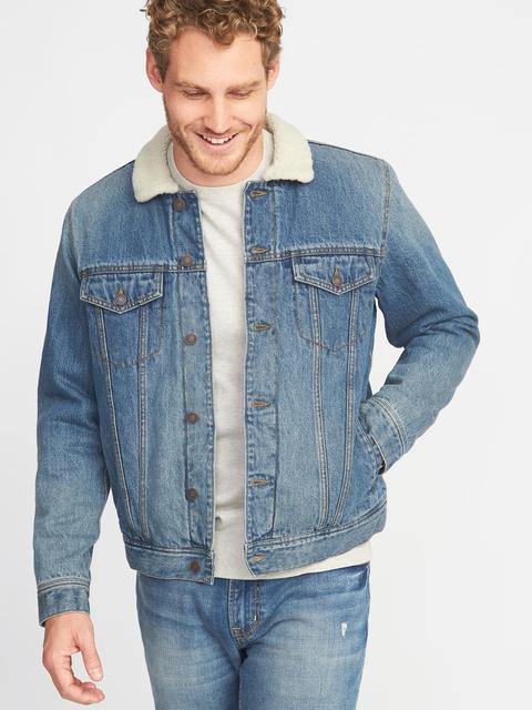Sherpa-lined Denim Jacket For Men from 