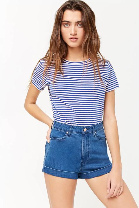 Cuffed Denim Shorts