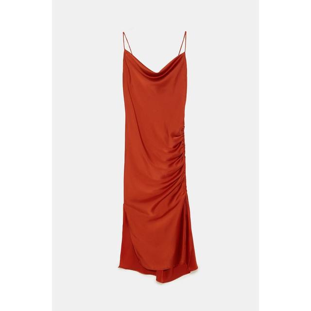 zara orange silk dress