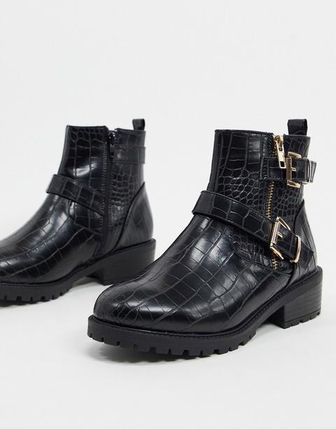 bottines plates croco