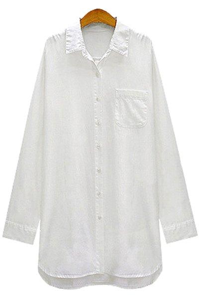 Camicia Bianca Camicia Collo Manica Lunga White