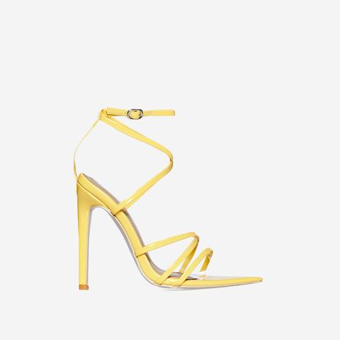 Kaia Pointed Barely There Heel In Yellow Patent, Yellow