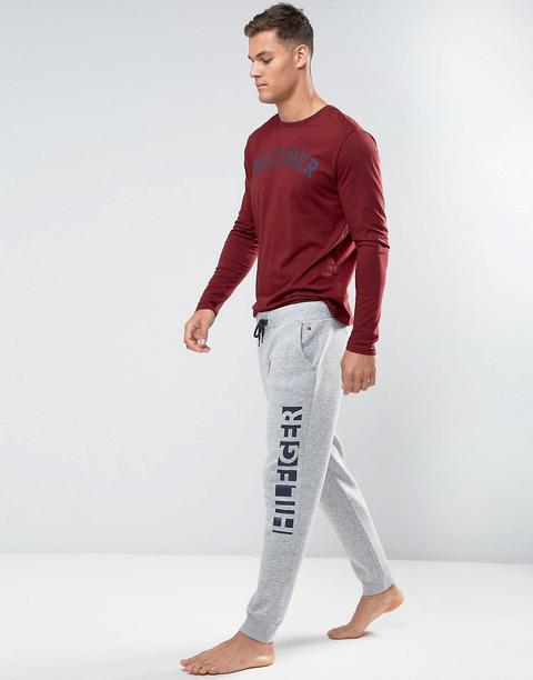 Tommy Hilfiger Cuffed Joggers Leg Logo In Grey Heather - Grey Heather