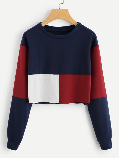 Sudadera Corta Color Block