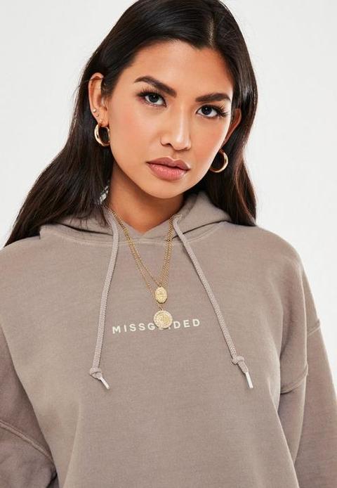 Sand Missguided Drawstring Washed Hoodie Camel from Missguided on