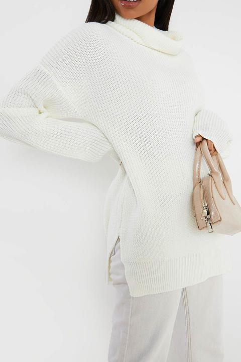 White Jumpers - White Roll Neck Slouchy Jumper