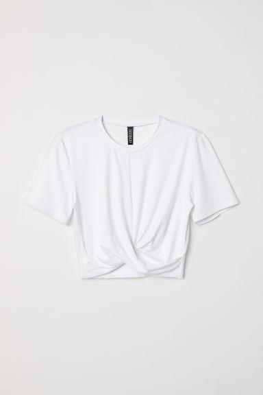 H & M - Top De Punto Con Nudo - Blanco