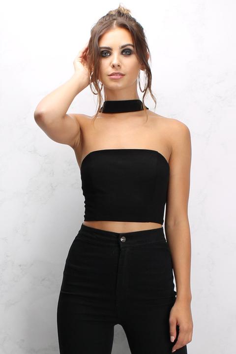 Black Choker Crop Top