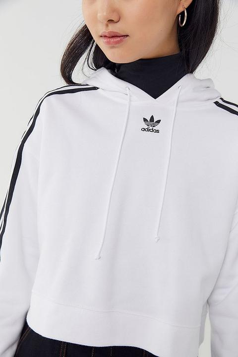 adidas originals adicolor cropped hoodie in white