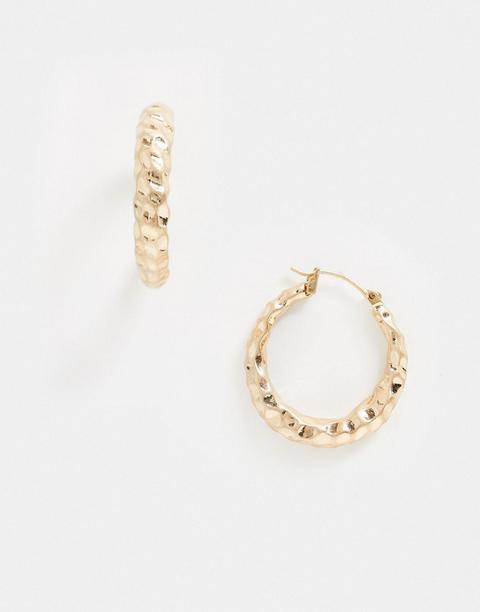 Weekday Our Textured Hoops In Gold