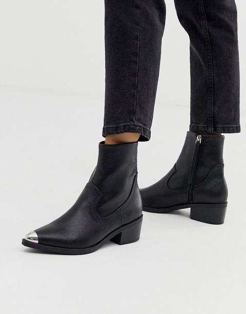 Botines Estilo Western Con Puntera Awake De Asos Design-negro