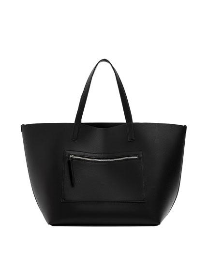 Shopper Negro Detalle Cremallera