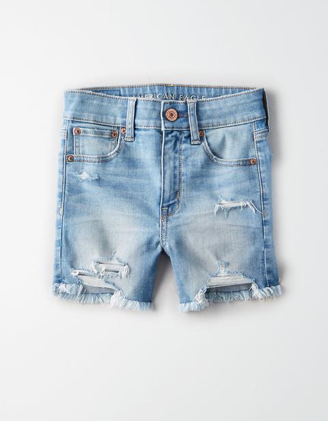 Level High-waisted Denim Midi Short 