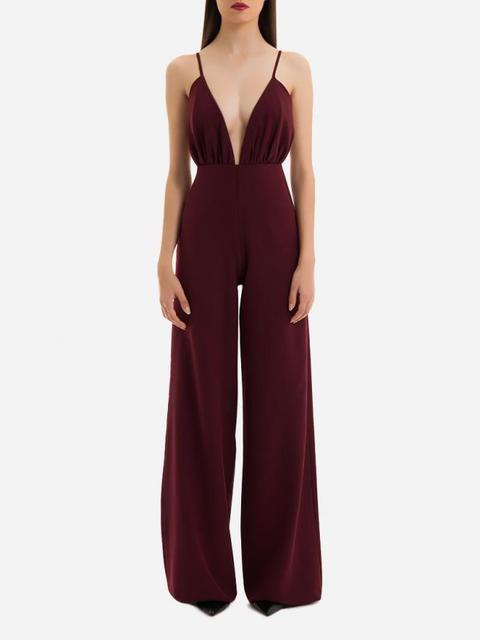 Burgundy Crepe Jumpsuit