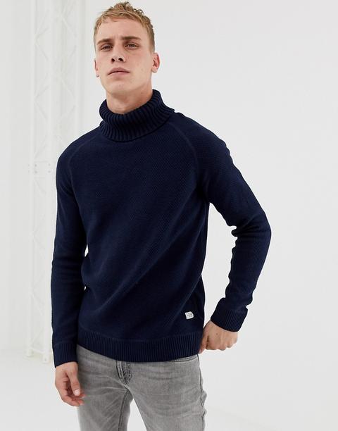 Jack & Jones Originals - Maglione Lavorato A Collo Alto - Navy