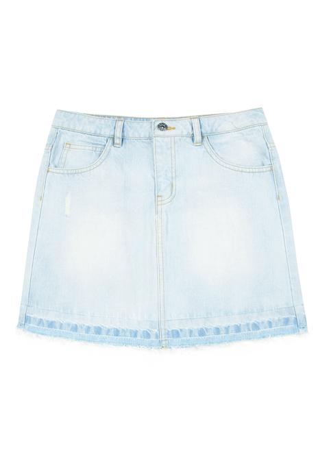 light blue denim skirt