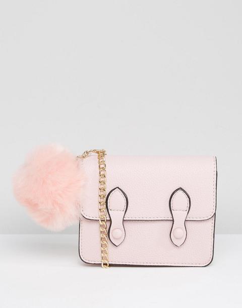 Asos - Mini Cartella Con Pompon Rimovibile - Rosa