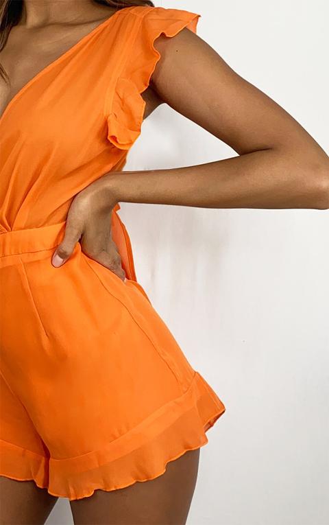 Bright Orange Tie Back Playsuit