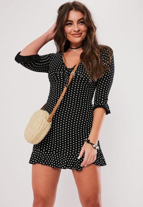 black polka dot frill dress