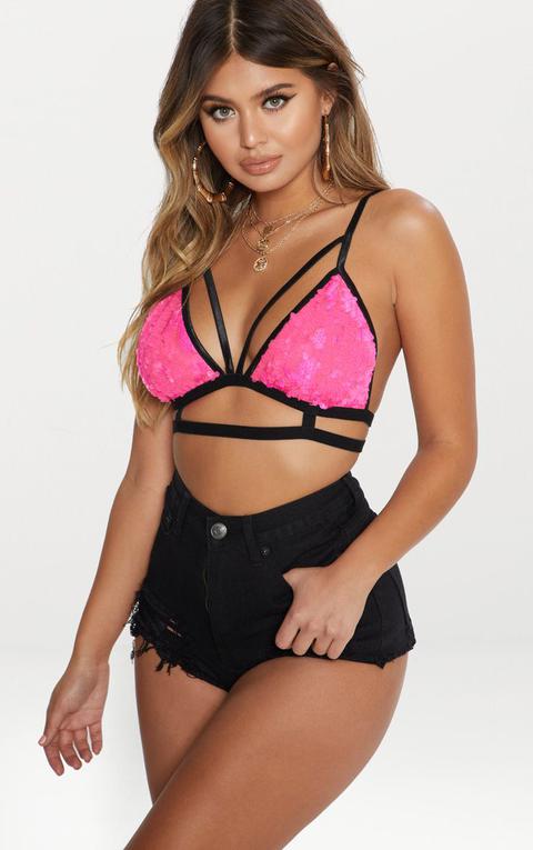 Pink Sequin Harness Bralet