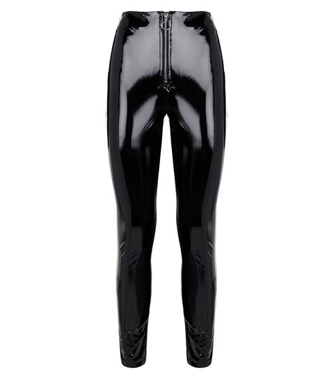 Parisian Black Leather-look Skinny Trousers