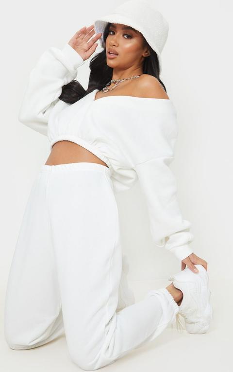 Petite White Basic Cuffed Joggers
