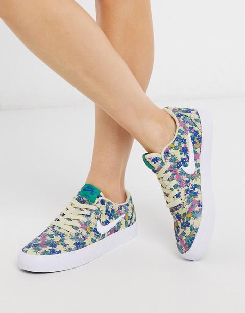 Zapatillas Con Estampado Floral De Lona Premium De Nike Sb-multicolor de en 21 Buttons