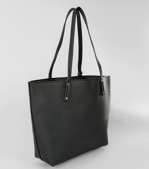 black leather look tote bag