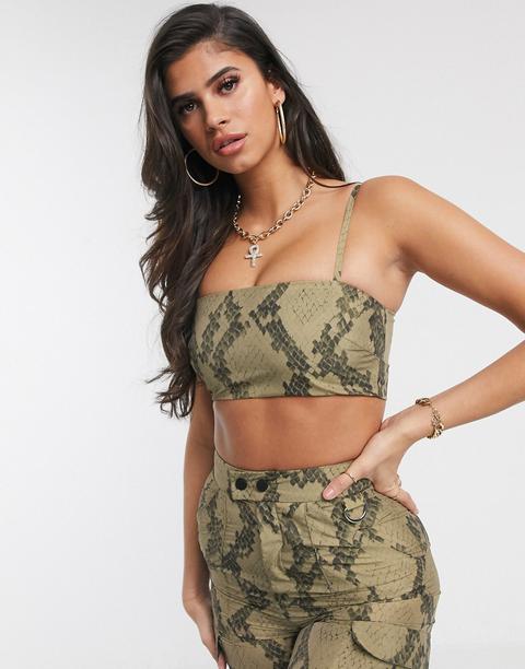 Asos Design Snake Print Crop Top Co-ord-multi