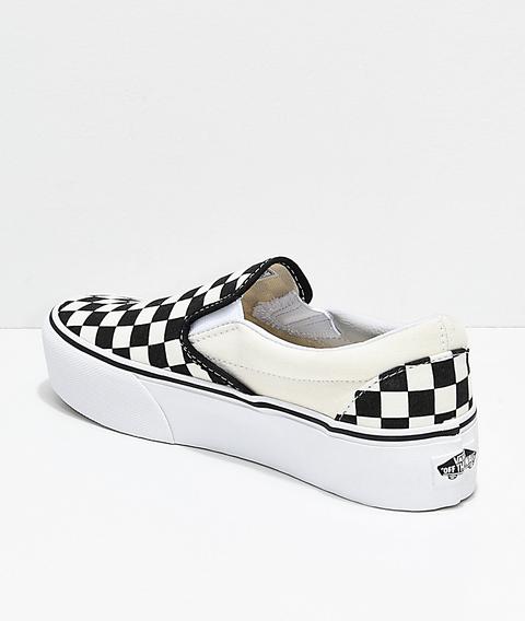 platform checkered vans slip on