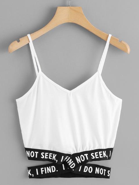 Slogan Stampa Criss Cross Cami Top From Shein On 21 Buttons