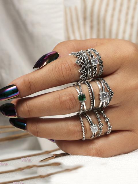 Rhinestone Rings Set 12pcs