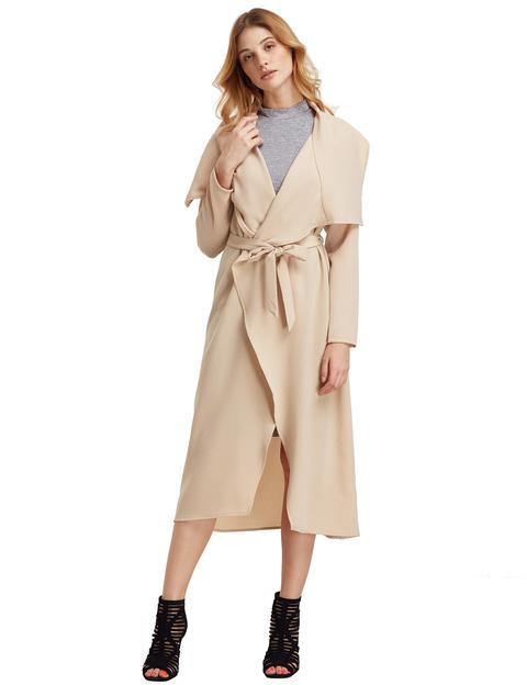 Albicocca Drappeggiato Collare Duster Coat