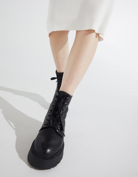 Leather Platform Ankle Boots