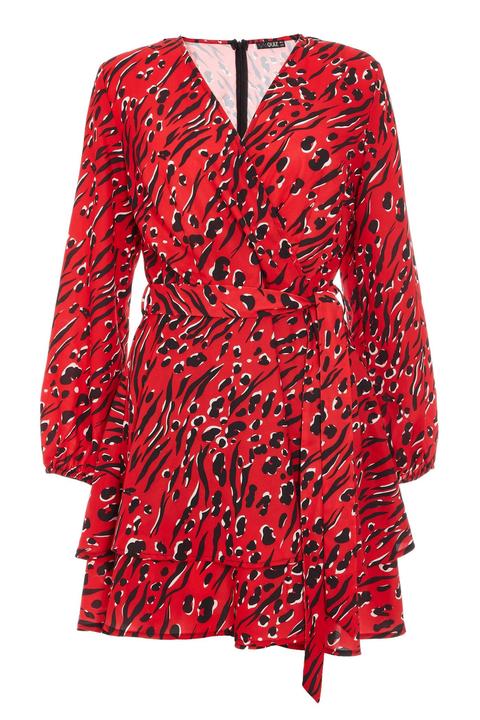 quiz red animal print dress