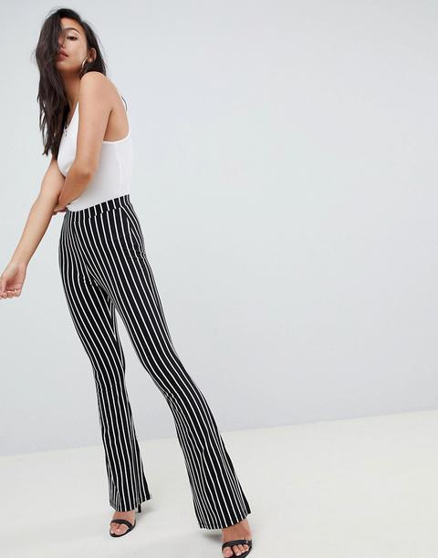 Asos Design Kick Flare Leggings In Pinstripe-multi