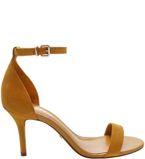 Sandália Isabelli Nobuck Salto Médio Fino Old Yellow