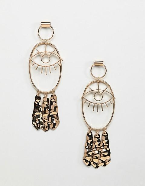 Pendientes Con Diseño De Ojo Y Colgantes Repujados En Dorado De Asos Design