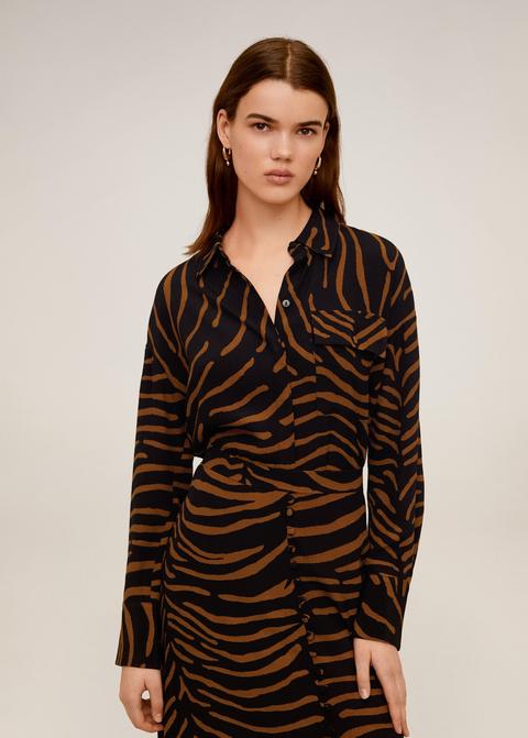 Camisa Fluida Estampado Cebra