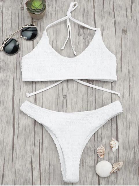 Conjunto De Bikini Bralette Con Falda Acolchada White Gray Jacinth Ginger Black Red Green