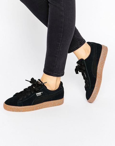 Zapatillas De Deporte De Baloncesto De Ante Negro Con Suela De Goma Jaspeada De Puma X Careaux