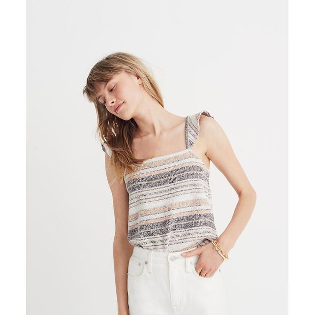 texture & thread smocked peplum tank top in stripe