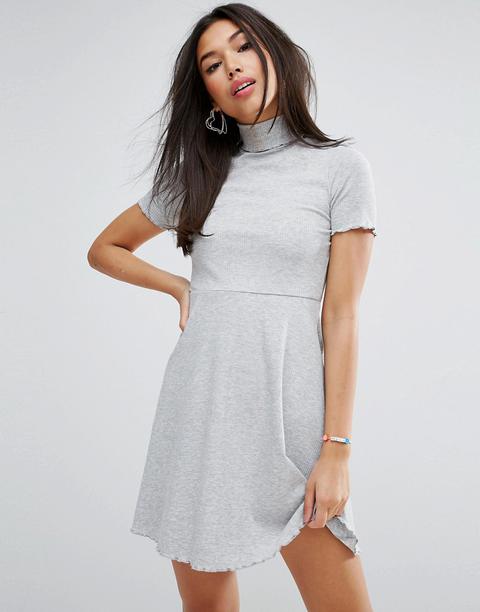 Minivestido Skater De Canalé Con Cuello Vuelto De Asos