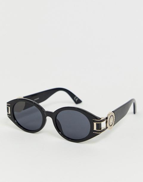 Gafas De Sol Ovaladas Con Detalle De Tachuela De Metal En El Lateral De Asos Design-negro