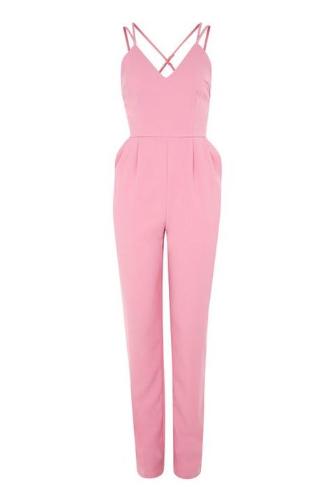 **hot Pink Strappy Jumpsuit By Glamorous